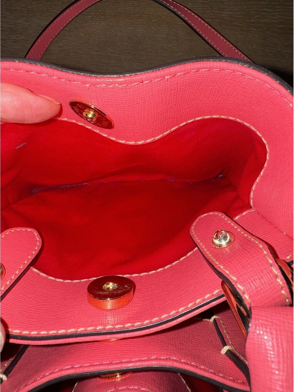 Dooney and Bourke Saffiano Leather Barlow Satchel Bag Pink Gold Hardware - Picture 5 of 9